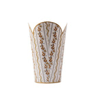 Emma Stripe Brown Enameled Bathroom Trash Can, Wastebasket, Dustbin for Bedroom, Home Office, Vanity - Tulip Shape without Lid - Wastebaskets from Jaye's Studio
