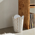 Emma Stripe Brown Enameled Bathroom Trash Can, Wastebasket, Dustbin for Bedroom, Home Office, Vanity - Tulip Shape without Lid - Wastebaskets from Jaye's Studio
