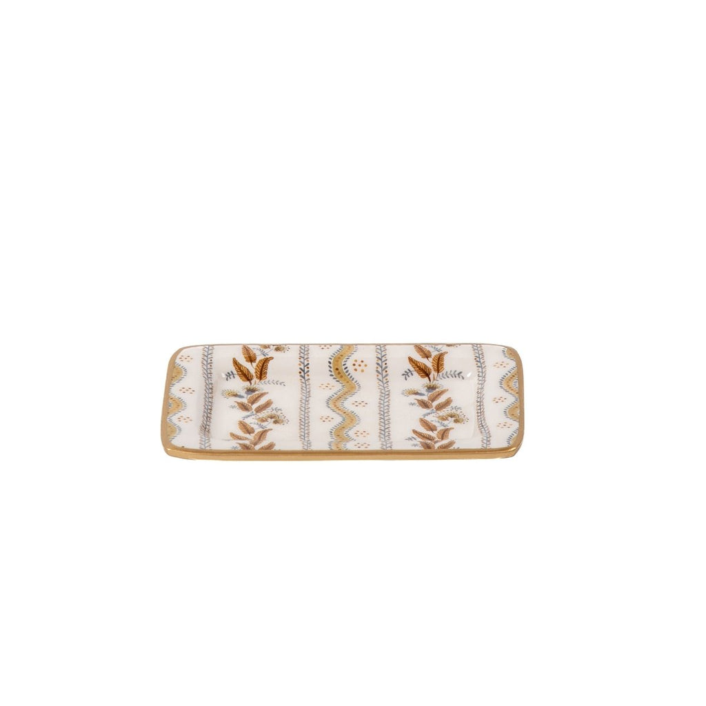 Emma Stripe Brown Enameled Rectangle Soap Dish, Catch All Tray, Jewelry Tray for Bathroom, Vanity, Sink - Decorative Laney Tray - Trinket Trays from Jaye's Studio