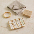 Emma Stripe Brown Enameled Rectangle Soap Dish, Catch All Tray, Jewelry Tray for Bathroom, Vanity, Sink - Decorative Laney Tray - Trinket Trays from Jaye's Studio