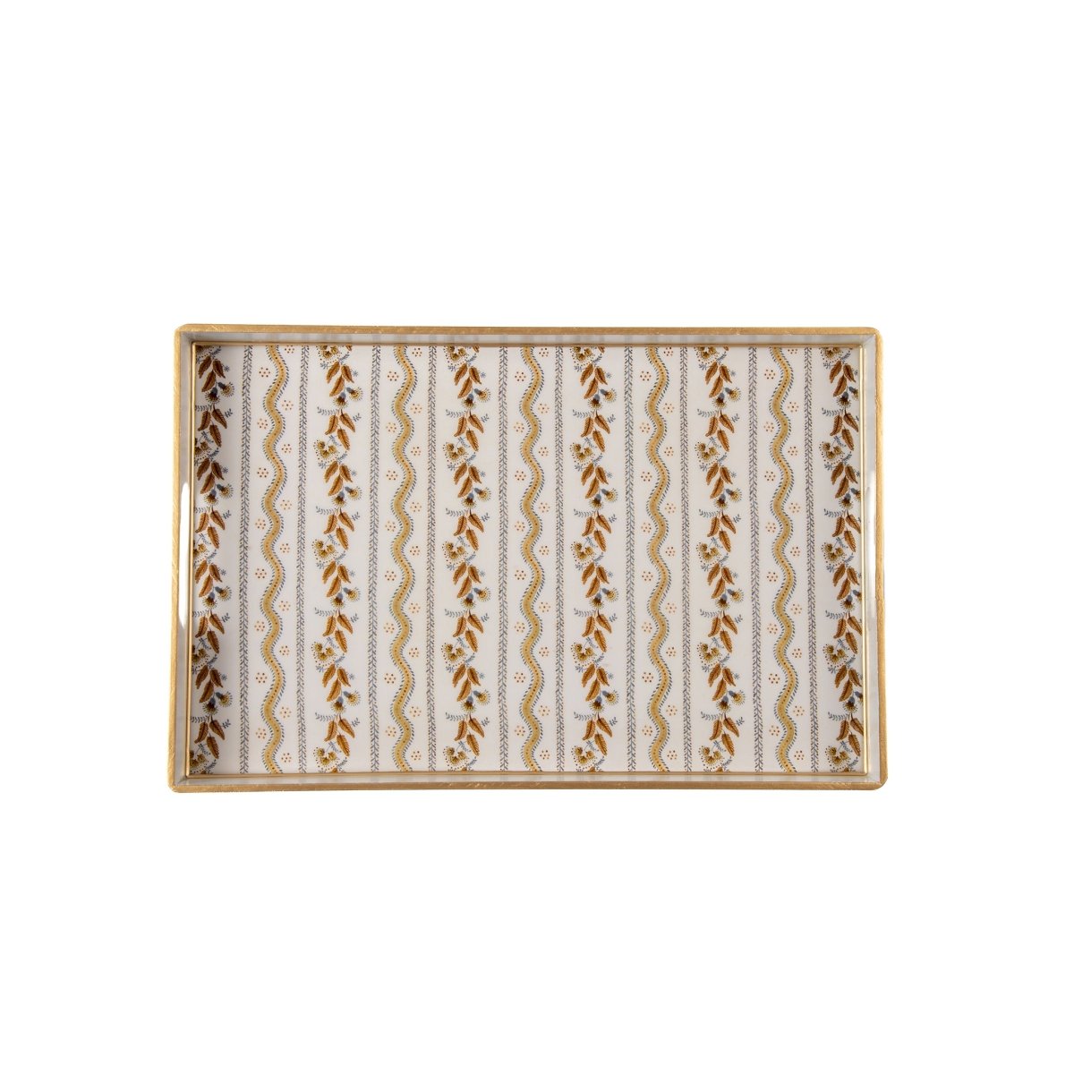 Emma Stripe Brown Rectangle Decorative Serving Tray - for Kitchen, Barware, Vanity - Serving Trays from Jaye's Studio