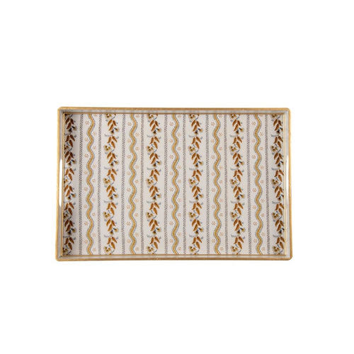 Emma Stripe Brown Rectangle Decorative Serving Tray - for Kitchen, Barware, Vanity - Serving Trays from Jaye's Studio