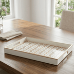 Emma Stripe Brown Rectangle Decorative Serving Tray - for Kitchen, Barware, Vanity - Serving Trays from Jaye's Studio