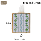 Emma Stripe Enameled Blue and Green Square Metal Tissue Box Cover for Bathroom, Vanity, Bedroom, Home Office - Tissue Box Cover from Jaye's Studio