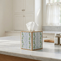 Emma Stripe Enameled Blue and Green Square Metal Tissue Box Cover for Bathroom, Vanity, Bedroom, Home Office - Tissue Box Cover from Jaye's Studio