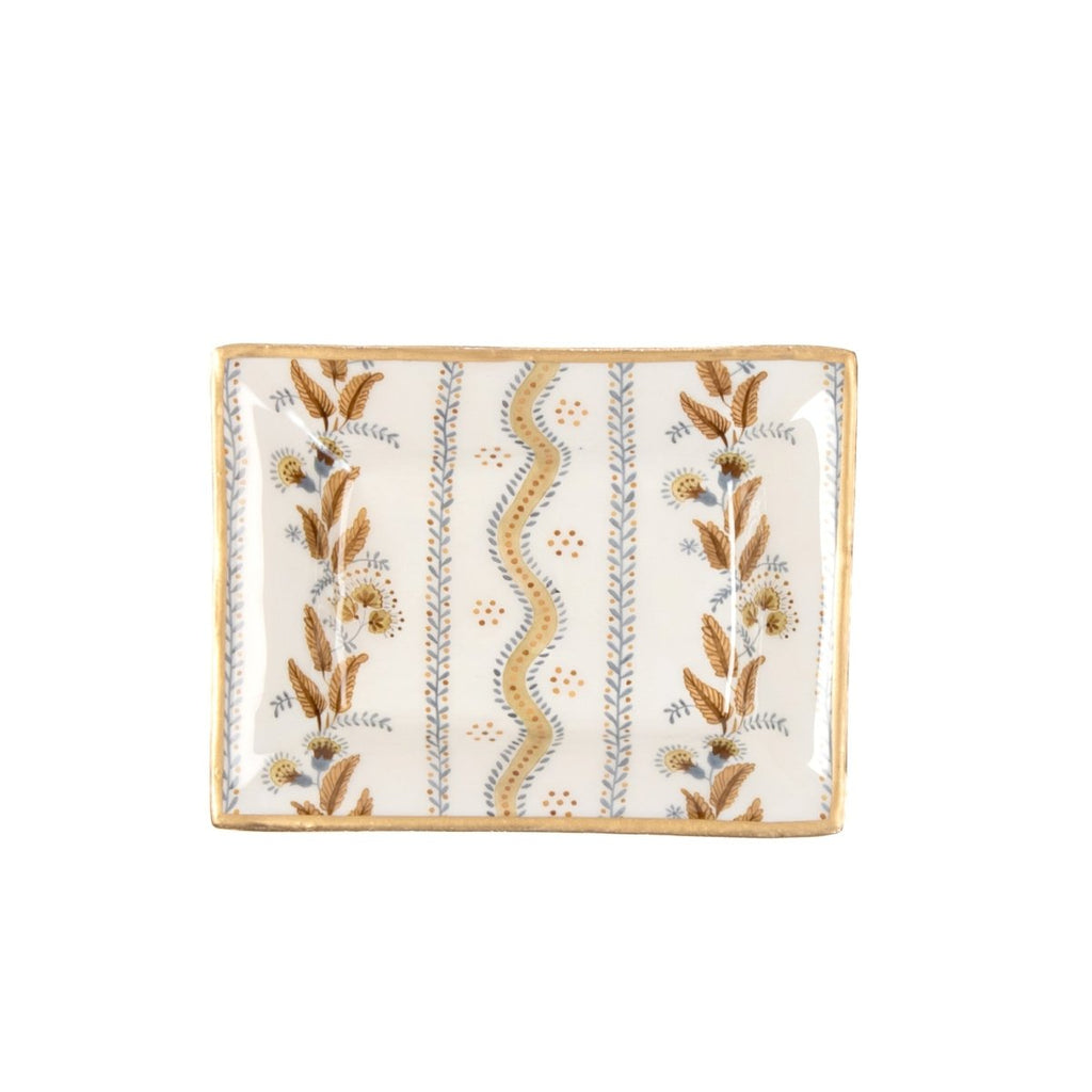 Emma Stripe Enameled Brown Rectangle Catch All Tray, Jewelry Tray for Bathroom, Vanity - Decorative Landry Tray - Trinket Trays from Jaye's Studio
