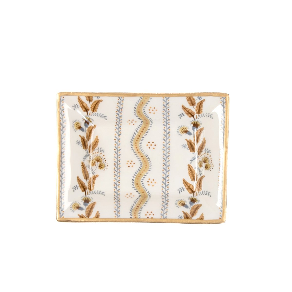 Emma Stripe Enameled Brown Rectangle Catch All Tray, Jewelry Tray for Bathroom, Vanity - Decorative Landry Tray - Trinket Trays from Jaye's Studio