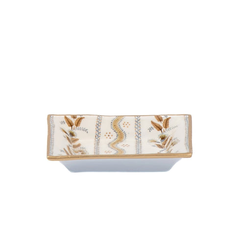 Emma Stripe Enameled Brown Rectangle Catch All Tray, Jewelry Tray for Bathroom, Vanity - Decorative Landry Tray - Trinket Trays from Jaye's Studio