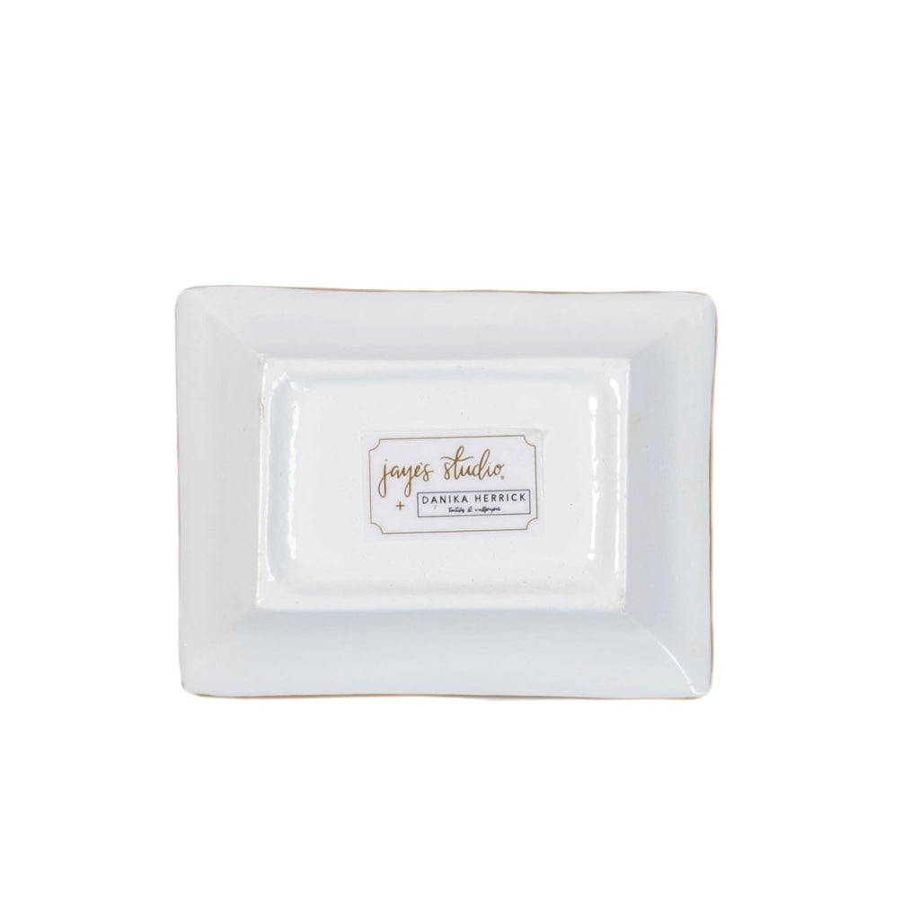 Emma Stripe Enameled Brown Rectangle Catch All Tray, Jewelry Tray for Bathroom, Vanity - Decorative Landry Tray - Trinket Trays from Jaye's Studio
