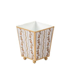 Emma Stripe Enameled Brown Square Metal Cachepot Planter for Bedroom, Home Office, Kitchen, Living Room - Cachepots from Jaye's Studio