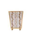 Emma Stripe Enameled Brown Square Metal Cachepot Planter for Bedroom, Home Office, Kitchen, Living Room - Cachepots from Jaye's Studio