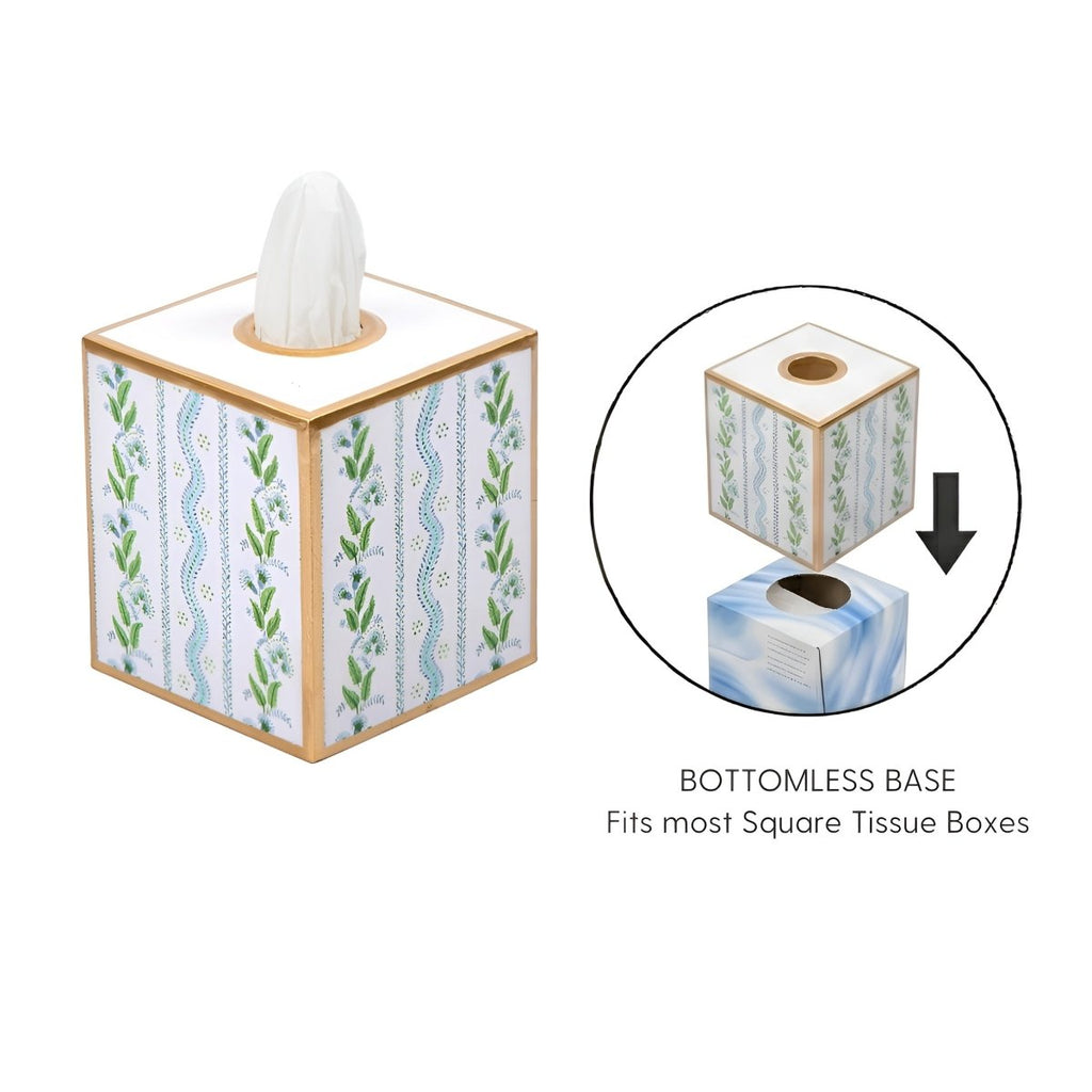Emma Stripe Enameled Tissue Box Cover - Tissue Box Cover from Jaye's Studio