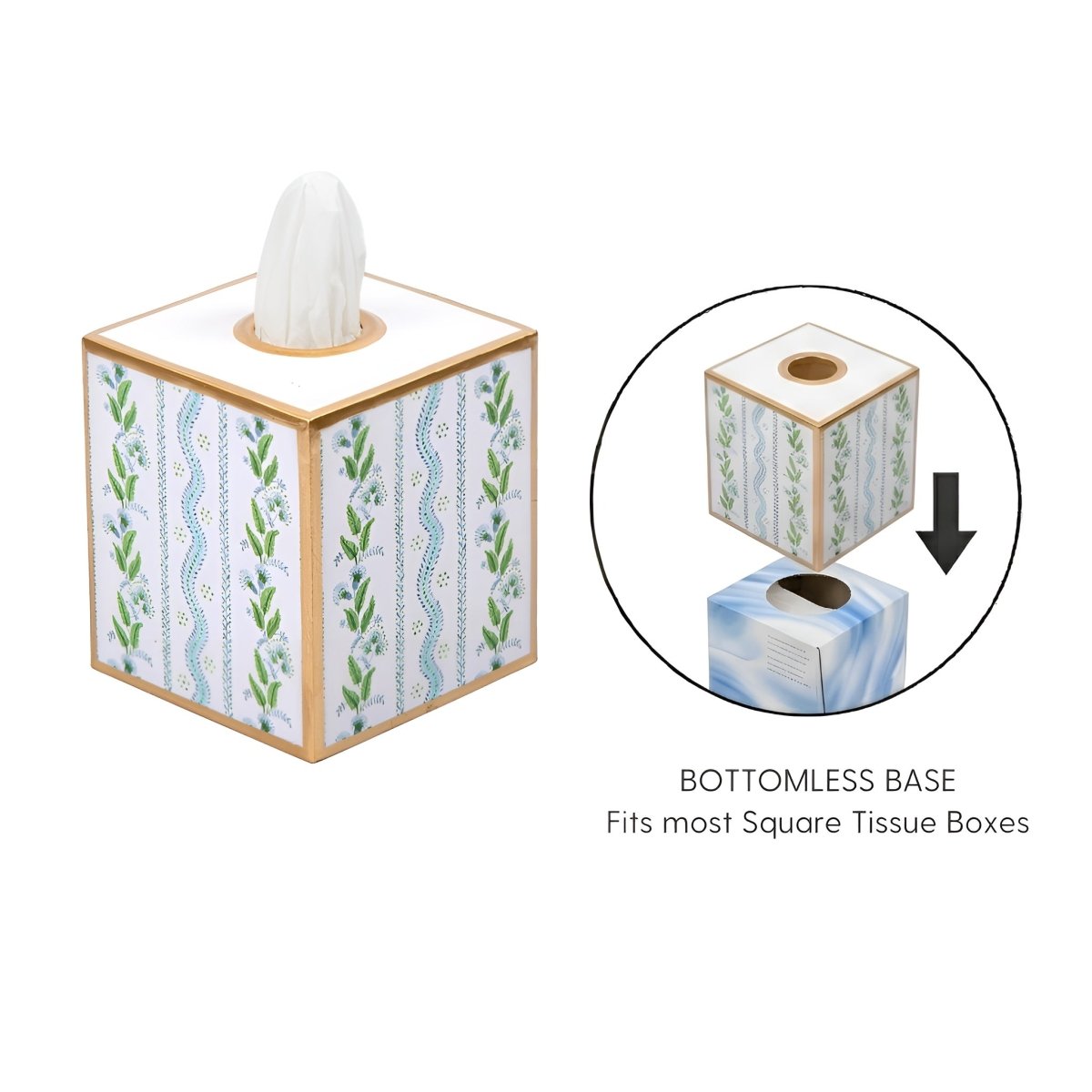 Emma Stripe Enameled Tissue Box Cover - Tissue Box Cover from Jaye's Studio