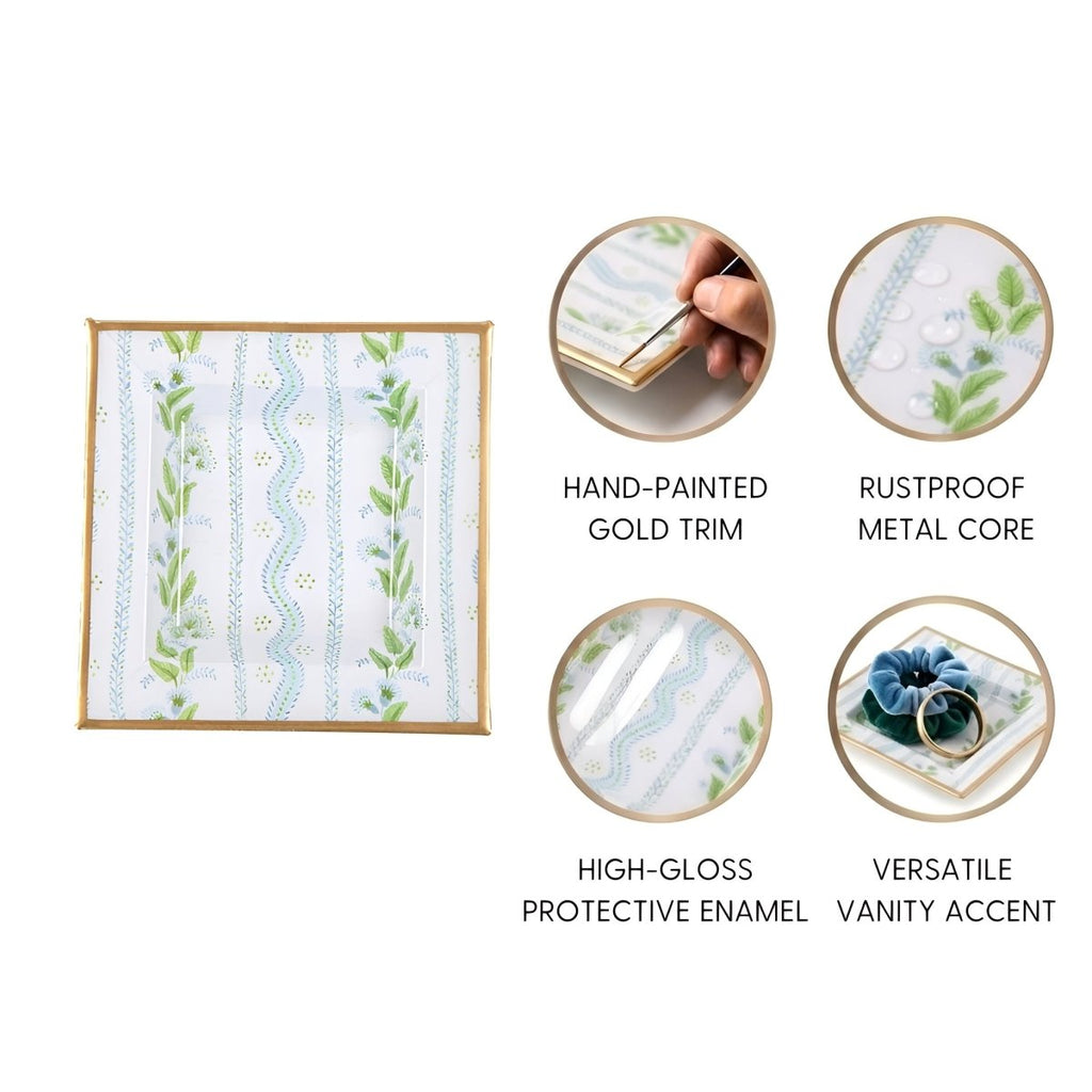 Emma Stripe Enameled Tori Trinket Tray - Trinket Trays from Jaye's Studio