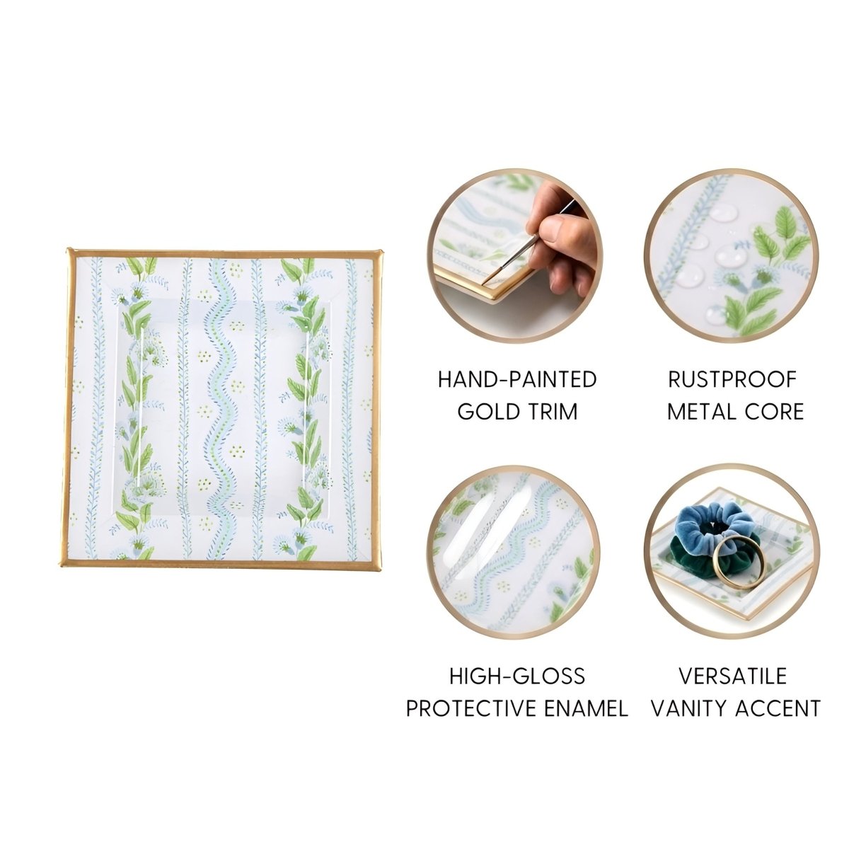 Emma Stripe Enameled Tori Trinket Tray - Trinket Trays from Jaye's Studio