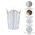 Emma Stripe Enameled Tulip Wastebasket - Wastebaskets from Jaye's Studio
