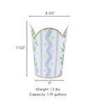 Emma Stripe Enameled Tulip Wastebasket - Wastebaskets from Jaye's Studio