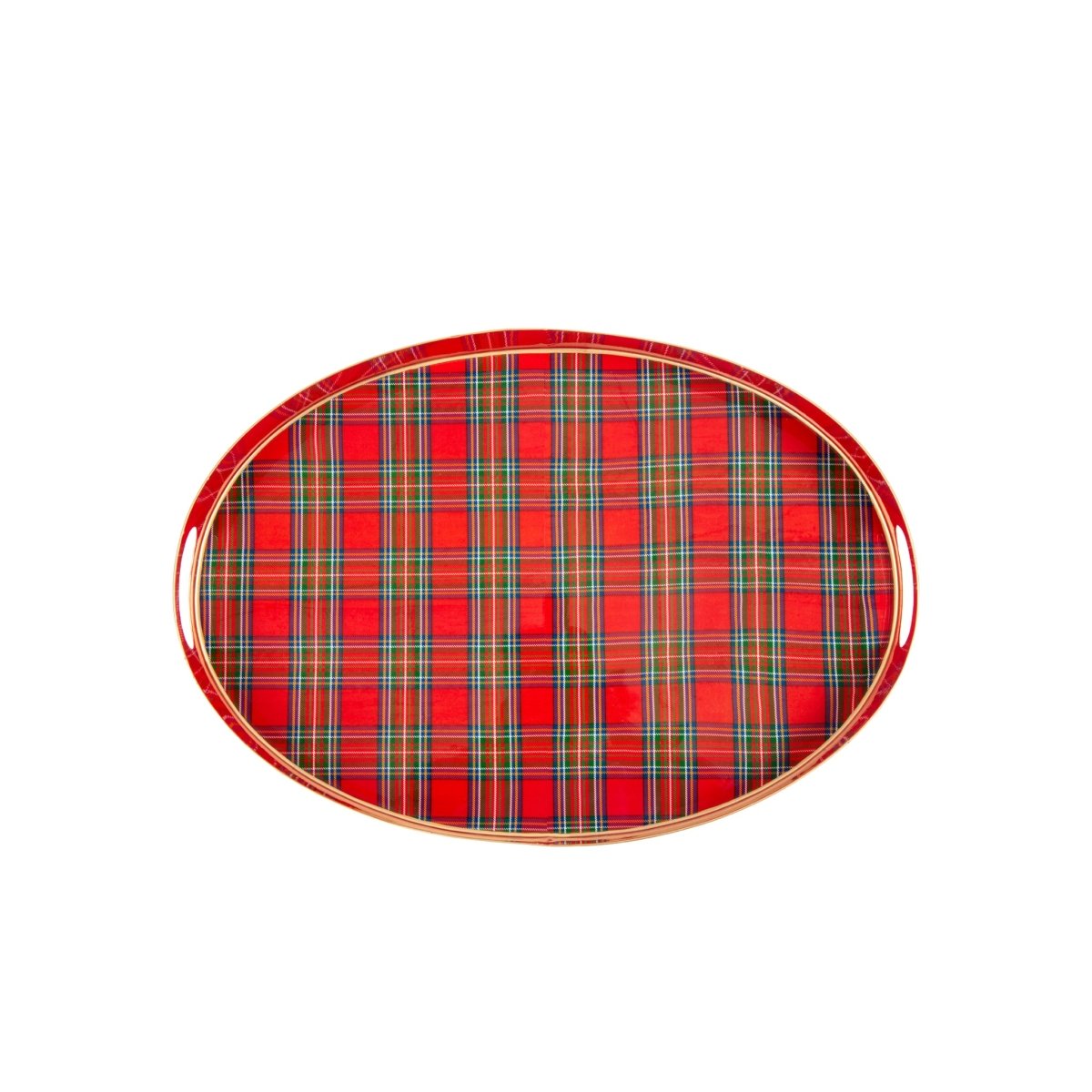 Enameled Multi - Color Oval Olivia Serving Tray For Kitchen and Dining - 14 in x 20 in - The Tartan Plaid Collection - Serving Trays from Jaye's Studio