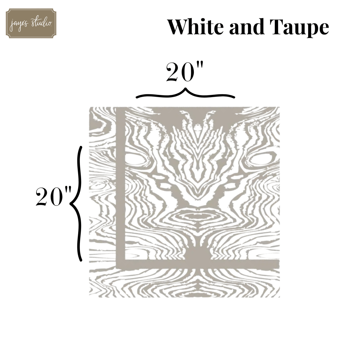 Faux Bois White and Taupe Cotton Sateen Napkin for Table Setting, Dinnerware, Entertaining (Pack of 4) - Cloth Napkins from Jaye's Studio