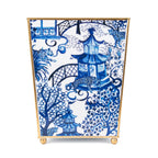 Garden Party Blue Enameled Bathroom Trash Can, Wastebasket, Dustbin for Bedroom, Home Office, Vanity - Square without Lid - Wastebaskets from Jaye's Studio