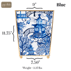 Garden Party Blue Enameled Bathroom Trash Can, Wastebasket, Dustbin for Bedroom, Home Office, Vanity - Square without Lid - Wastebaskets from Jaye's Studio