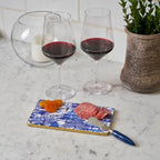 Garden Party Enameled Blue and White Charcuterie Board, Wooden Cutting Board, Barware, Chopping Board for Serving and Food Prep - Cutting Board from Jaye's Studio