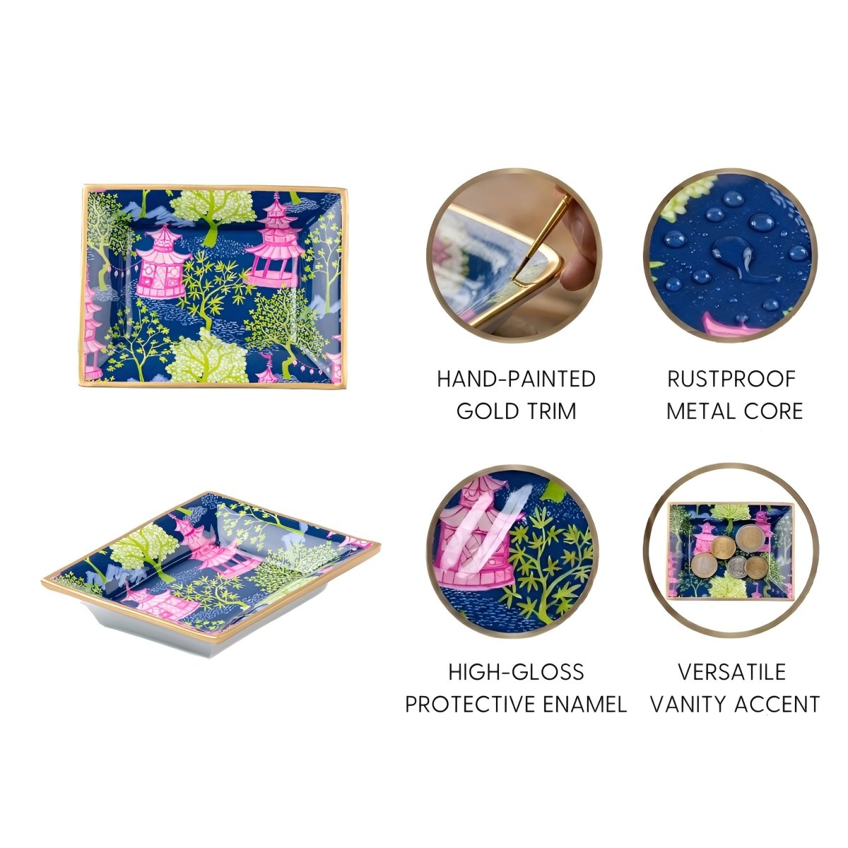 Garden Party Enameled Landry Jewelry Tray - Trinket Trays from Jaye's Studio