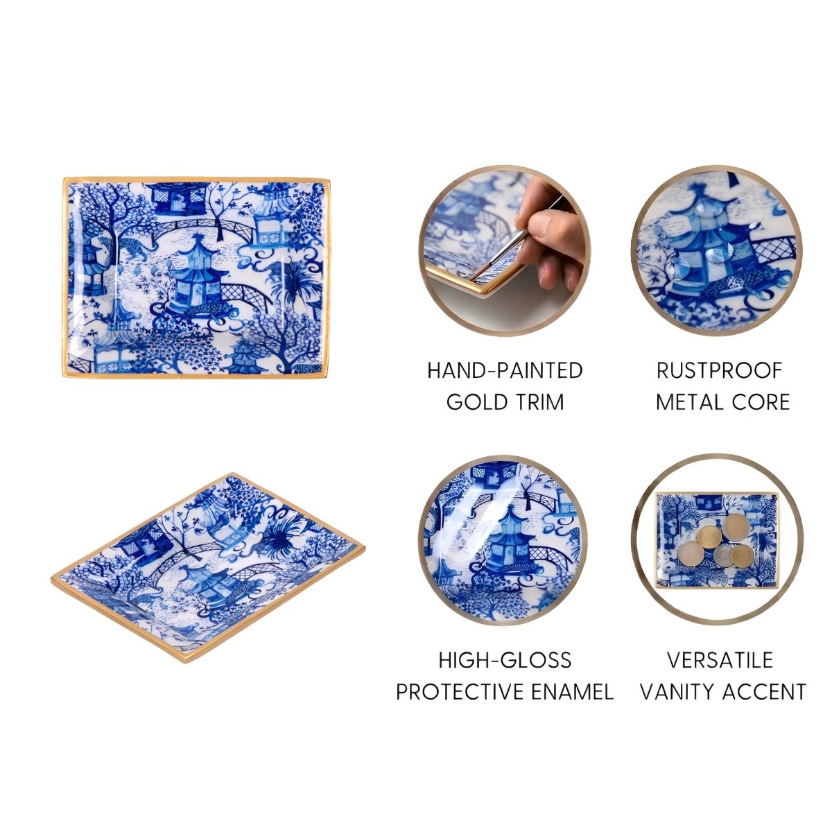 Garden Party Enameled Landry Jewelry Tray - Trinket Trays from Jaye's Studio