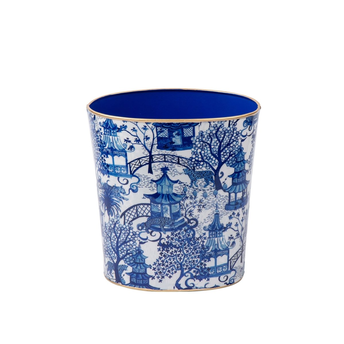 Garden Party Enameled Large Oval Wastebasket - Avail 09/21 - Wastebaskets from Jaye's Studio