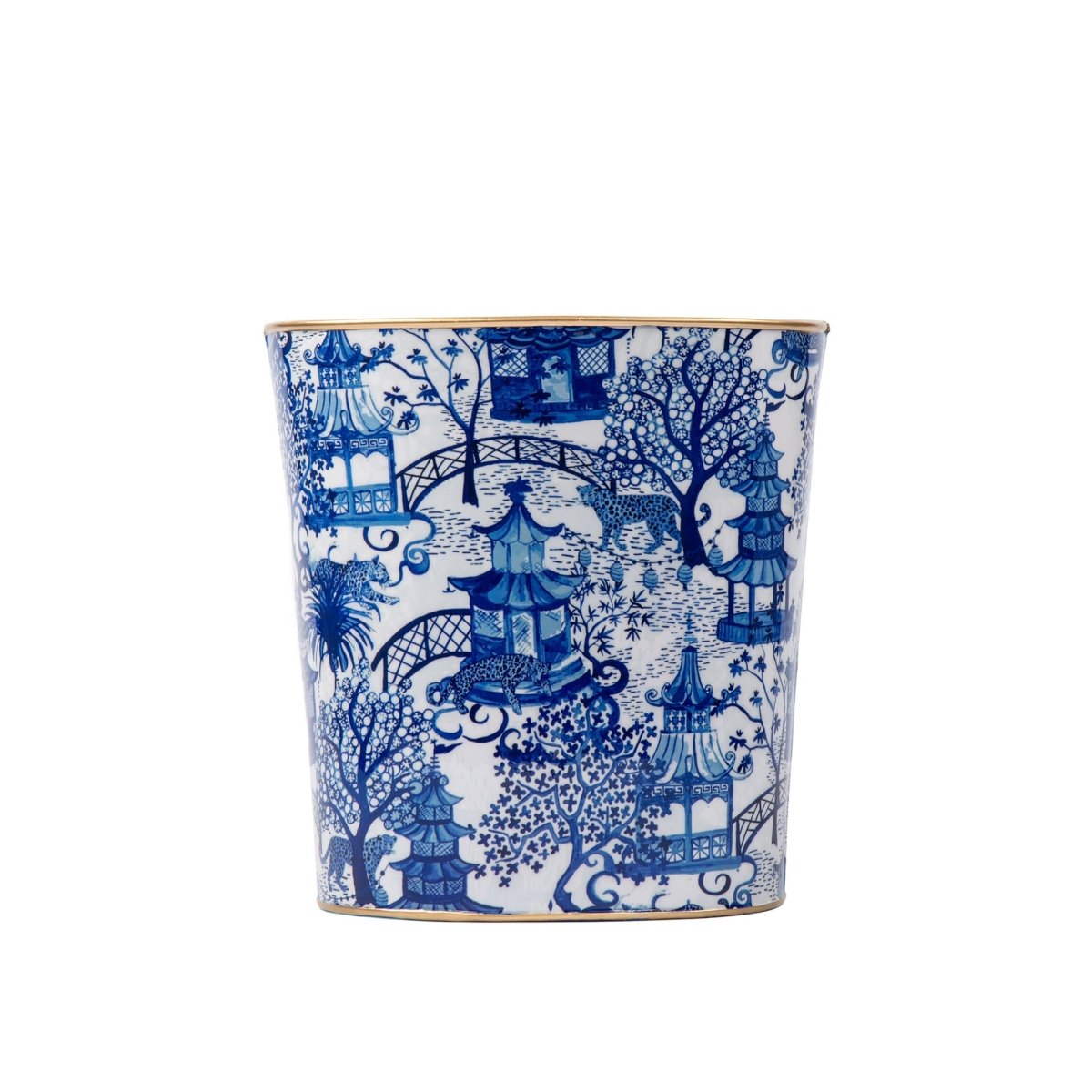 Garden Party Enameled Large Oval Wastebasket - Avail 09/21 - Wastebaskets from Jaye's Studio