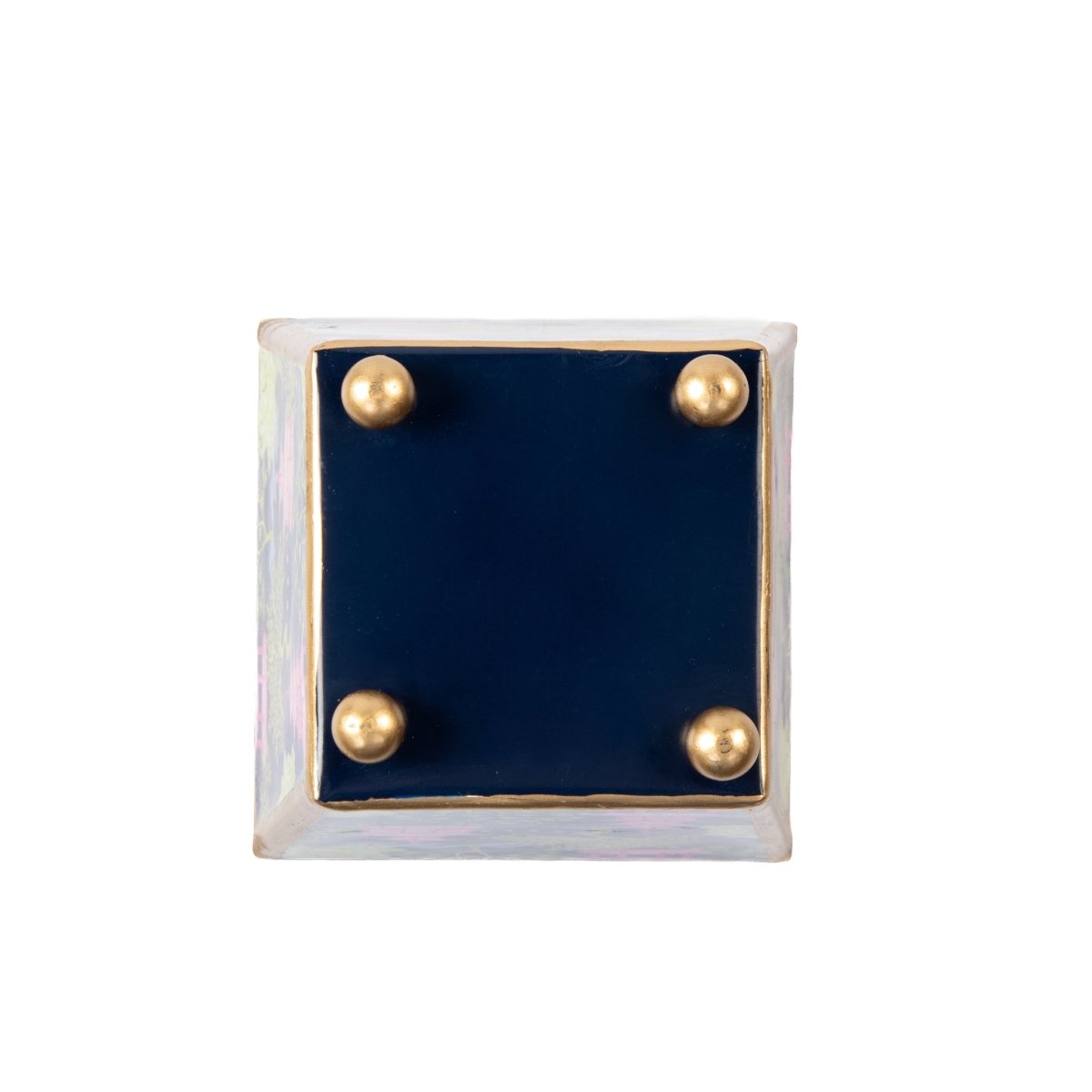 Garden Party Enameled Navy and Lime Square Metal Cachepot Planter for Bedroom, Home Office, Kitchen, Living Room - Avail 11/26 - Cachepots from Jaye's Studio
