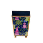 Garden Party Enameled Navy and Lime Square Metal Cachepot Planter for Bedroom, Home Office, Kitchen, Living Room - Avail 11/26 - Cachepots from Jaye's Studio