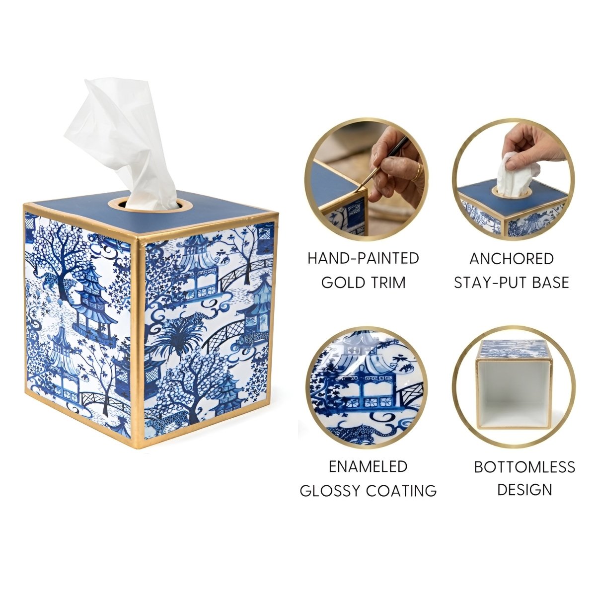 Garden Party Enameled Tissue Box Cover - Tissue Box Cover from Jaye's Studio