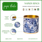 Garden Party Enameled White and Blue Napkin Rings for Dinnerware, Table Setting, Dinner Party (Pack of 4) - Avail 03/20 - Napkin Rings from Jaye's Studio