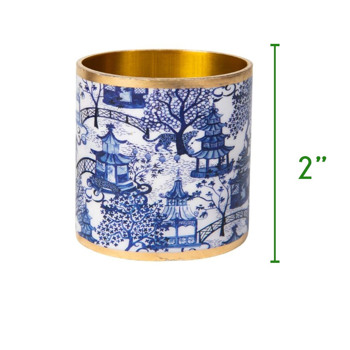 Garden Party Enameled White and Blue Napkin Rings for Dinnerware, Table Setting, Dinner Party (Pack of 4) - Avail 03/20 - Napkin Rings from Jaye's Studio