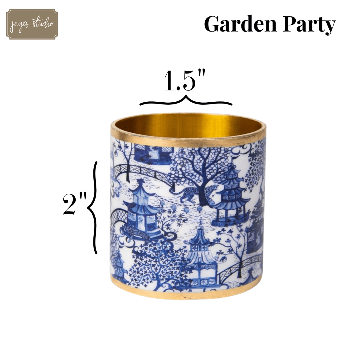 Garden Party Enameled White and Blue Napkin Rings for Dinnerware, Table Setting, Dinner Party (Pack of 4) - Avail 03/20 - Napkin Rings from Jaye's Studio