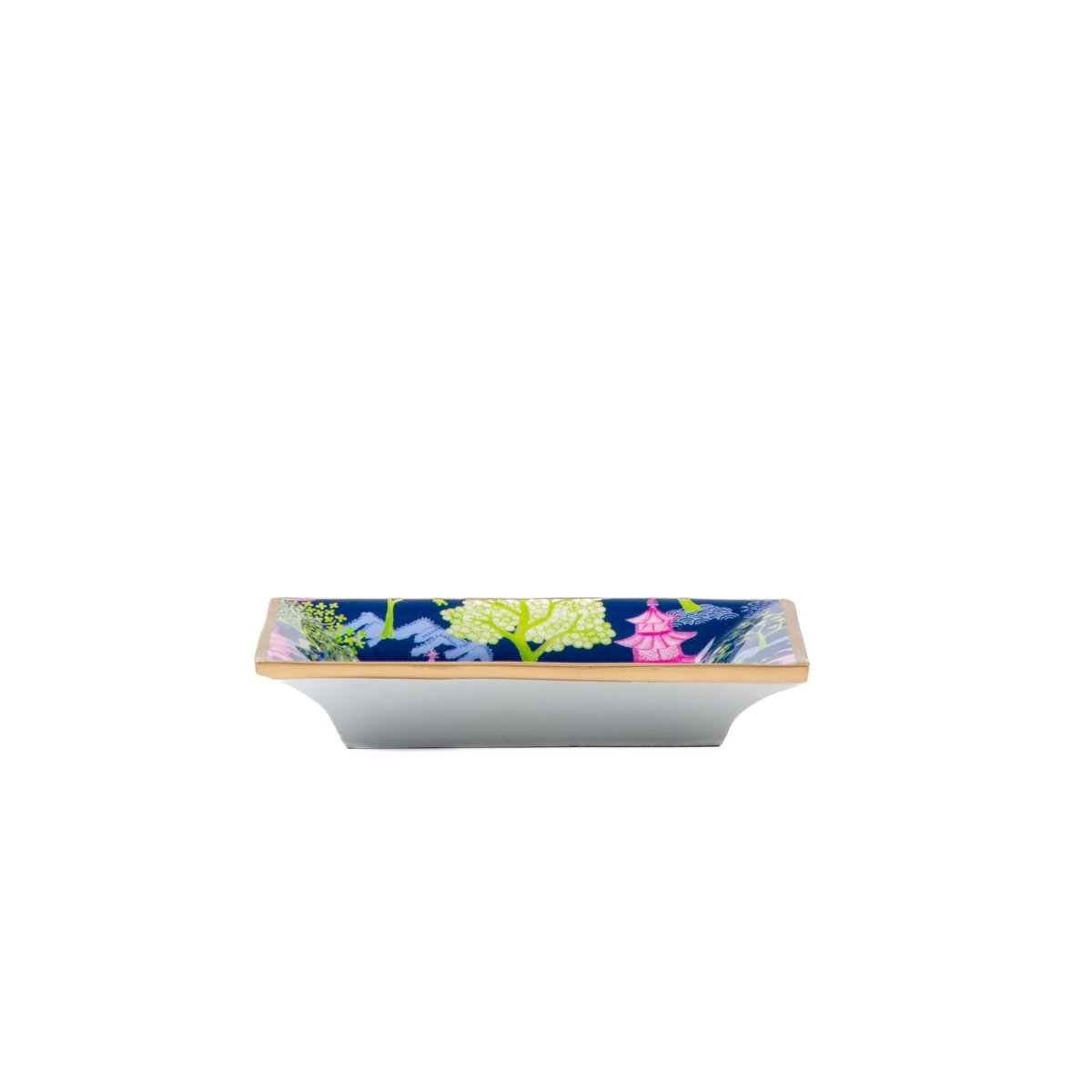 Garden Party Navy and Lime Rectangle Catch All Tray, Jewelry Tray for Bathroom, Vanity - Decorative Landry Tray - Avail 11/26 - Trinket Trays from Jaye's Studio