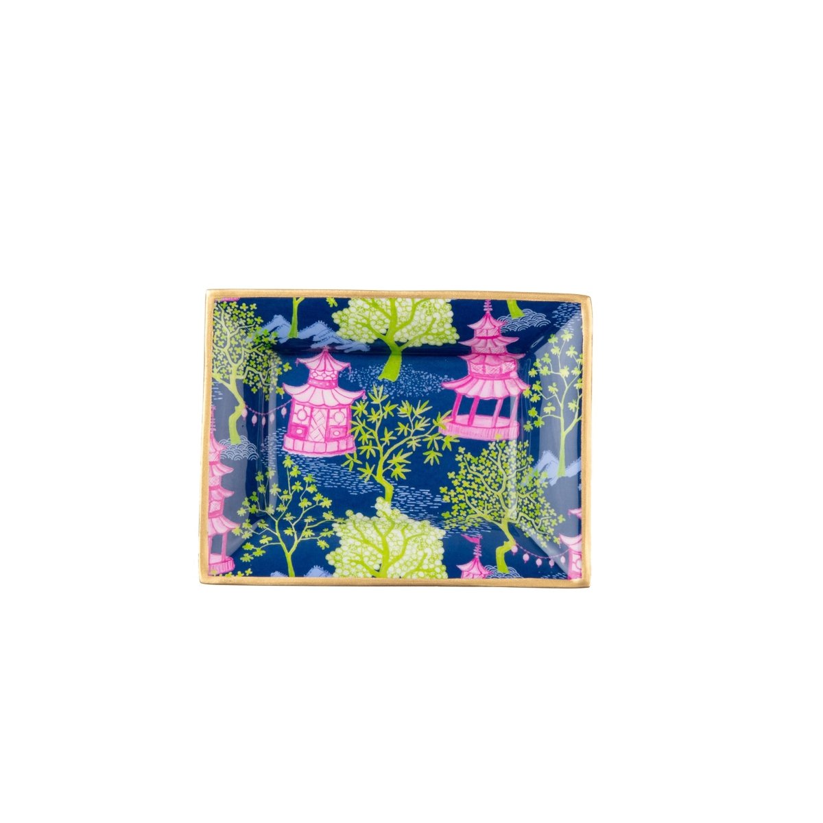 Garden Party Navy and Lime Rectangle Catch All Tray, Jewelry Tray for Bathroom, Vanity - Decorative Landry Tray - Avail 11/26 - Trinket Trays from Jaye's Studio