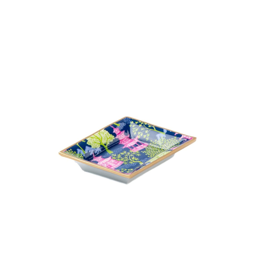 Garden Party Navy and Lime Rectangle Catch All Tray, Jewelry Tray for Bathroom, Vanity - Decorative Landry Tray - Avail 11/26 - Trinket Trays from Jaye's Studio