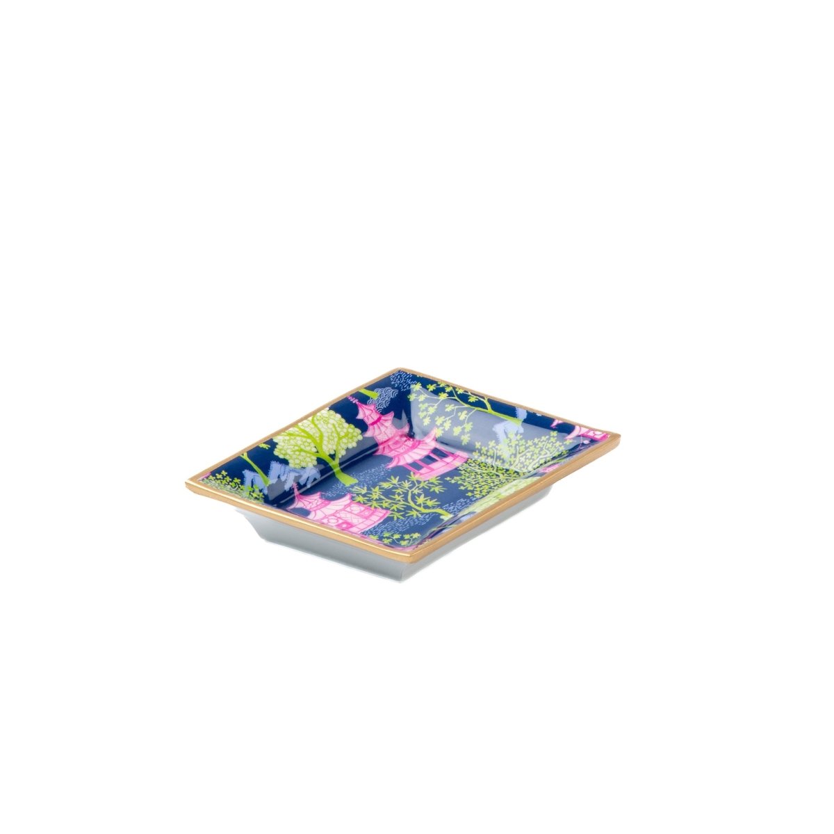 Garden Party Navy and Lime Rectangle Catch All Tray, Jewelry Tray for Bathroom, Vanity - Decorative Landry Tray - Avail 11/26 - Trinket Trays from Jaye's Studio