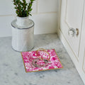Garden Party White and Pink Enameled Rectangle Catch All Tray, Jewelry Tray for Bathroom, Vanity - Decorative Landry Tray - Trinket Trays from Jaye's Studio