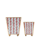 Garland Twist Enameled Red and Green Square Metal Cachepot Planter for Bedroom, Home Office, Kitchen, Living Room - Cachepots from Jaye's Studio