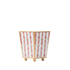 Garland Twist Enameled Red and Green Square Metal Cachepot Planter for Bedroom, Home Office, Kitchen, Living Room - Cachepots from Jaye's Studio