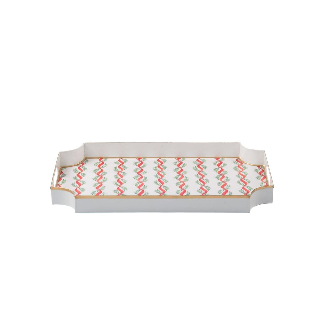 Garland Twist Red and Green Enameled Rectangle Decorative Serving Tray - for Kitchen, Barware, Vanity, Jaye Tray - Serving Trays from Jaye's Studio