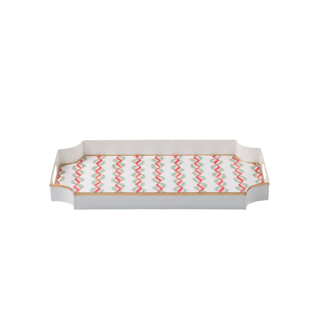 Garland Twist Red and Green Enameled Rectangle Decorative Serving Tray - for Kitchen, Barware, Vanity, Jaye Tray - Serving Trays from Jaye's Studio