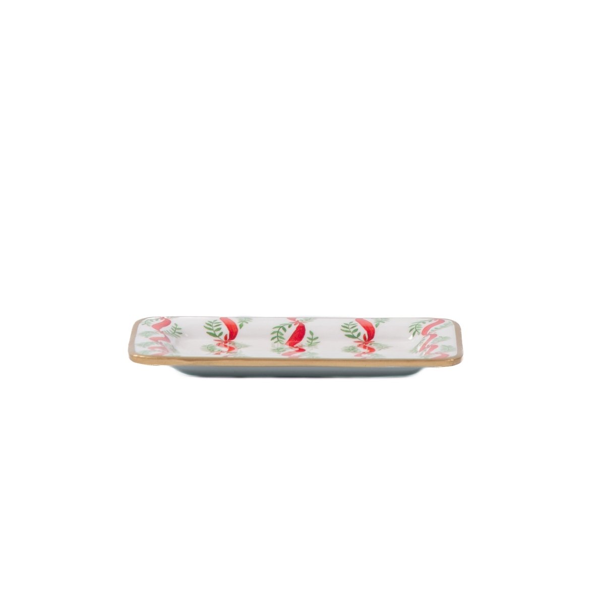 Garland Twist Red and Green Enameled Rectangle Soap Dish, Catch All Tray, Jewelry Tray for Bathroom, Vanity, Sink - Decorative Laney Tray - Trinket Trays from Jaye's Studio