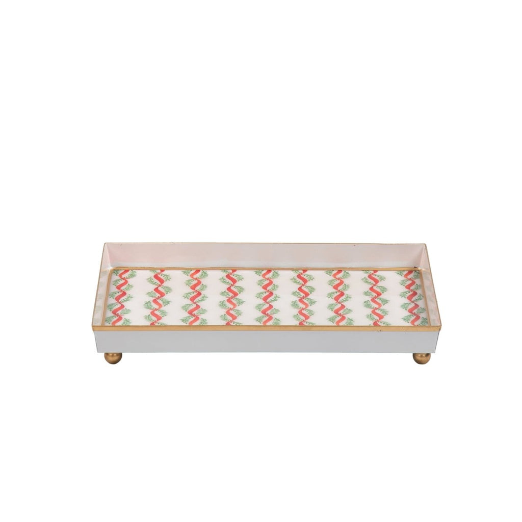 Garland Twist Red and Green Enameled Rectangle Vanity Tray for Bathroom, Vanity, Bedroom - Oliver Decorative Tray - Vanity Trays from Jaye's Studio