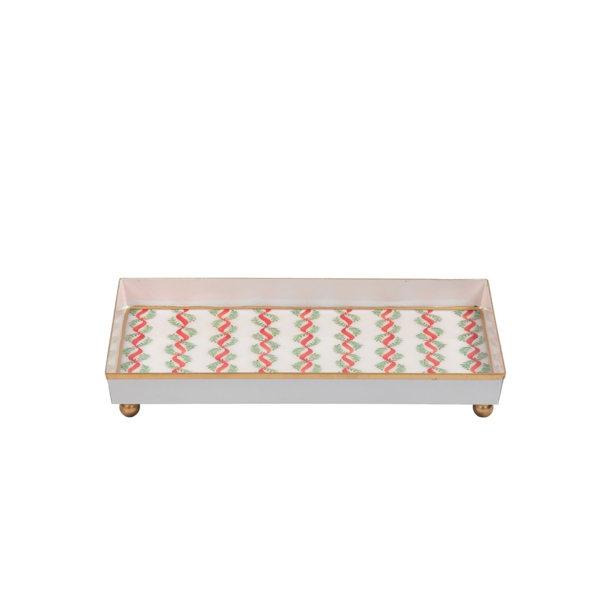 Garland Twist Red and Green Enameled Rectangle Vanity Tray for Bathroom, Vanity, Bedroom - Oliver Decorative Tray - Vanity Trays from Jaye's Studio