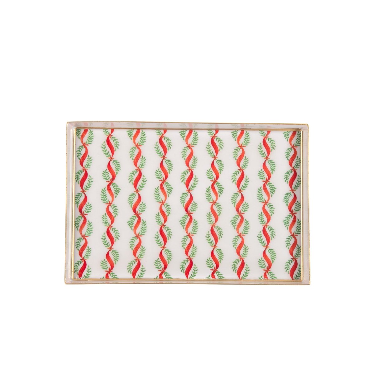 Garland Twist Red and Green Enameled Rectangle Vanity Tray for Bathroom, Vanity, Bedroom - Oliver Decorative Tray - Vanity Trays from Jaye's Studio