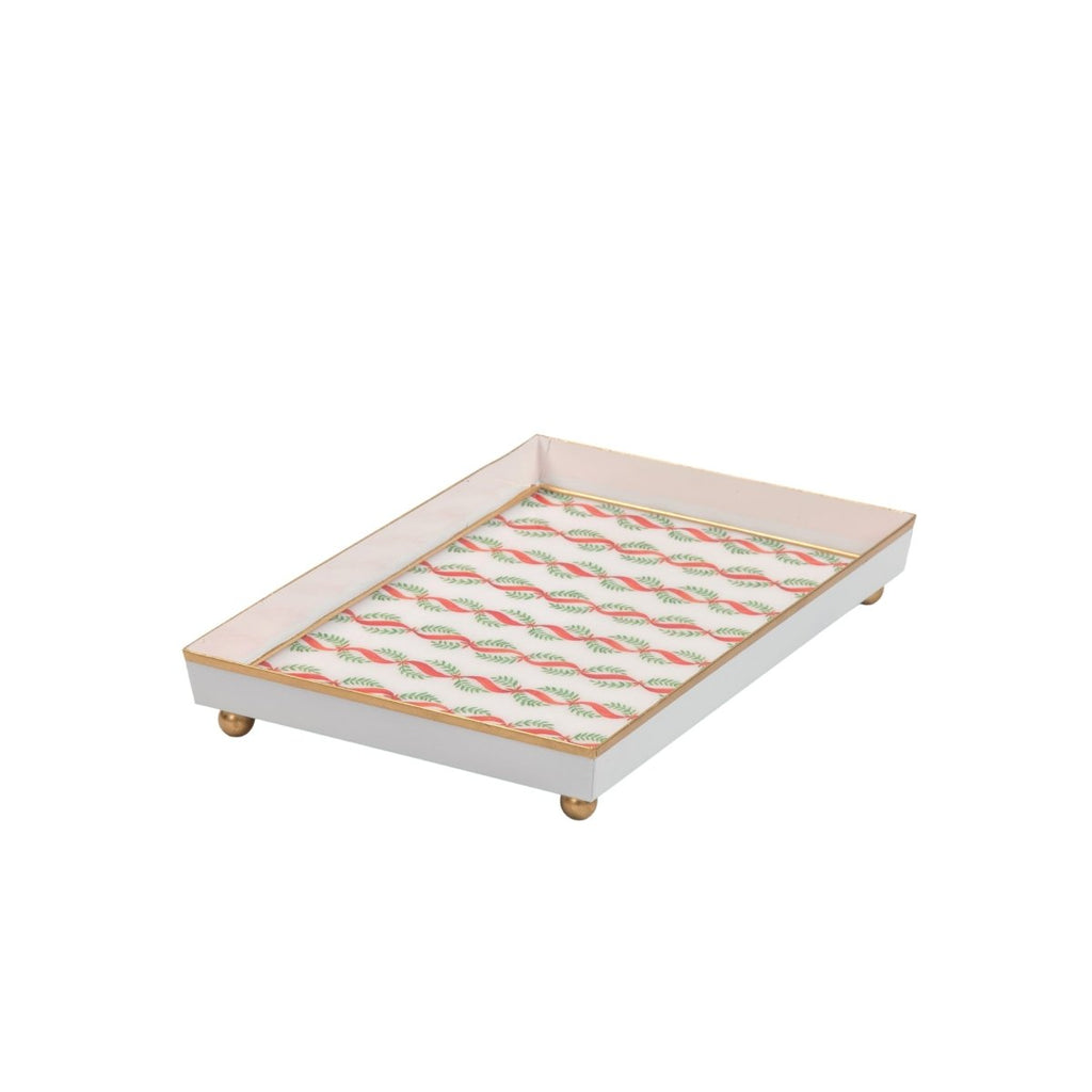 Garland Twist Red and Green Enameled Rectangle Vanity Tray for Bathroom, Vanity, Bedroom - Oliver Decorative Tray - Vanity Trays from Jaye's Studio